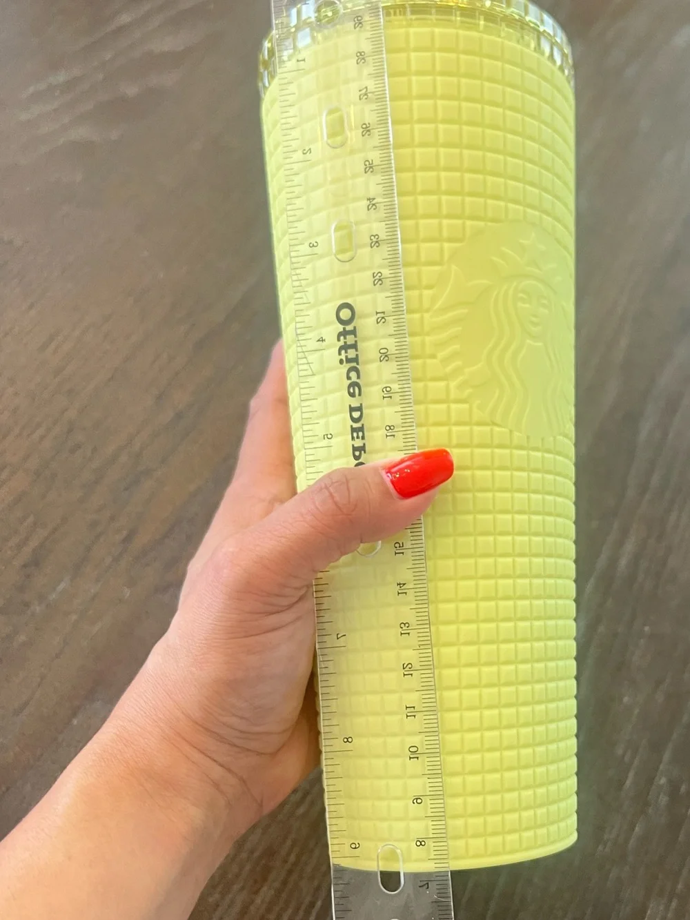 Starbucks Yellow Soft Touch Cup Meadow Grid Studded Cold Cup Tumbler 24oz New